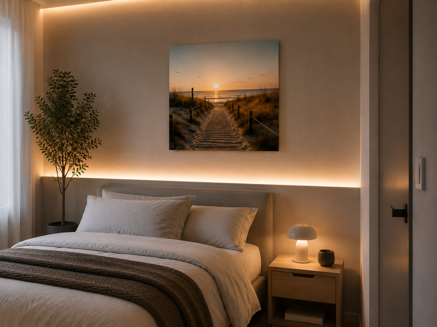 H4L mat fotopaneel 60x60 350W wit infraroodpaneel met strandfoto voor slaapkamer
