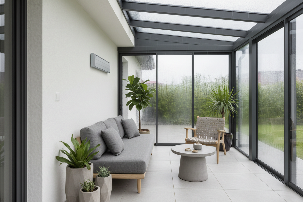 ECOSUN HEATSTRIP 1800W gemonteerd zonder zichtbare kabels