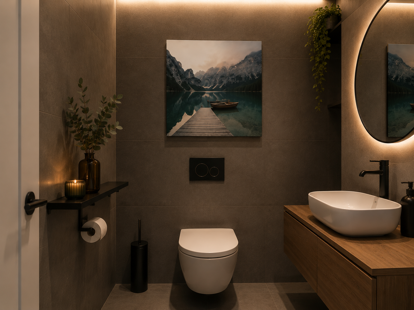H4L mat fotopaneel 60x60 350W wit infraroodpaneel met natuurfoto voor badkamer
