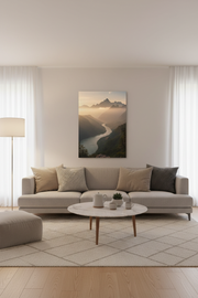 Heat4All ICONIC 1000W mat fotopaneel 80x120 in moderne woonkamer voor infraroodverwarming